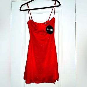 PIXIE MINI DRESS - RED SPARKLE